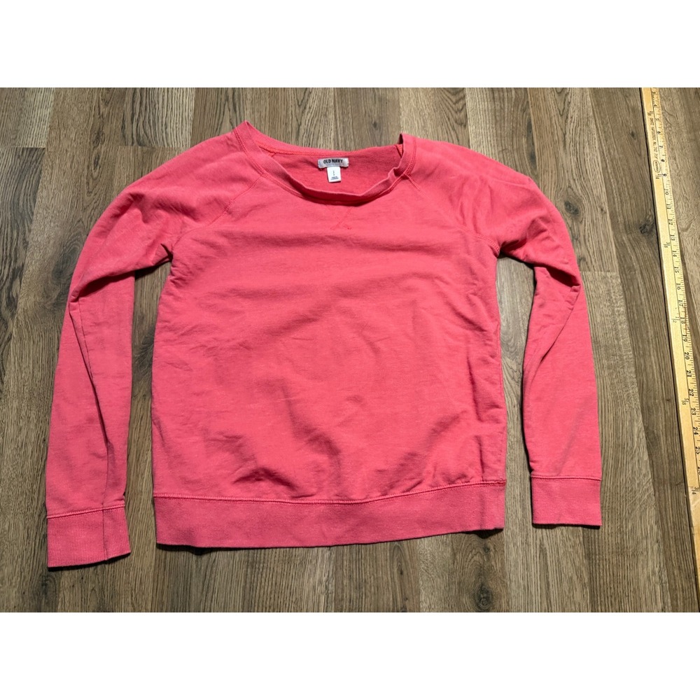 Old Navy Shirt Women Size S Pink Pullover Raglan Long Sleeve Crewneck Sweatshirt